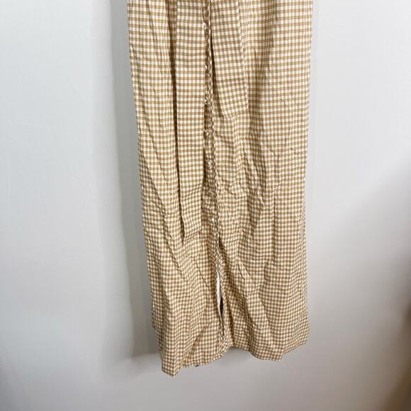 Reformation XS Tan Natural Roland Dress Anzo Check Gingham Midi Button Front - Picture 8 of 14